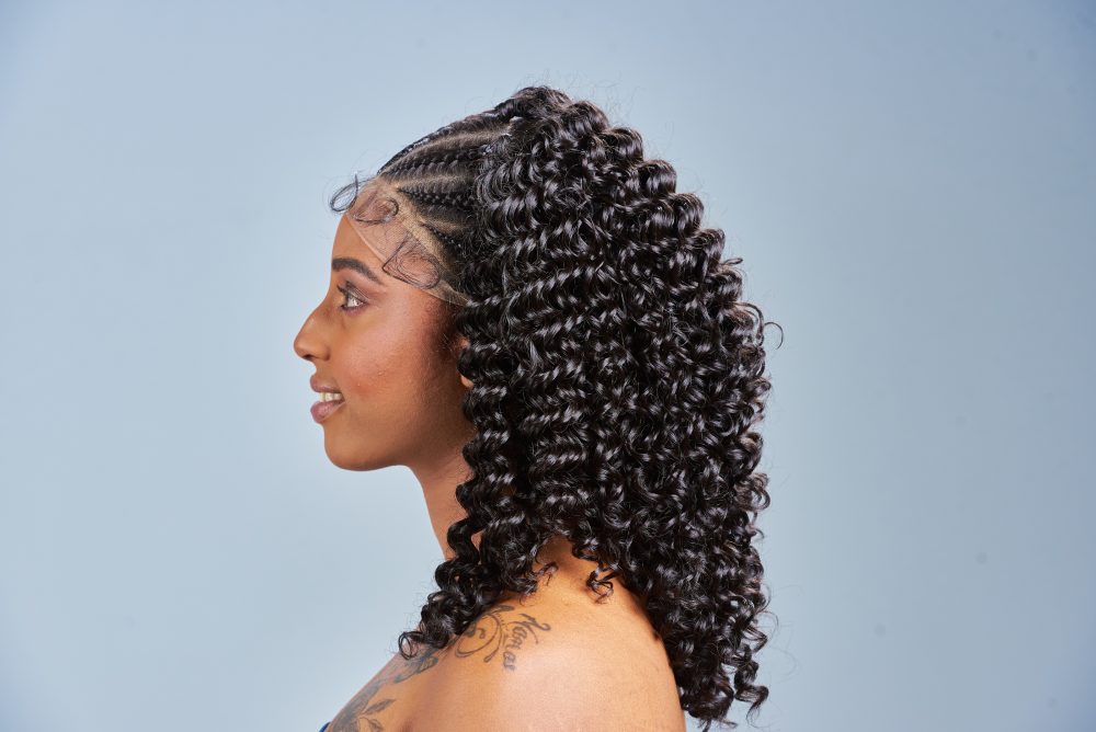 The Beautiful Market Lace front, Braid front and curly back wig