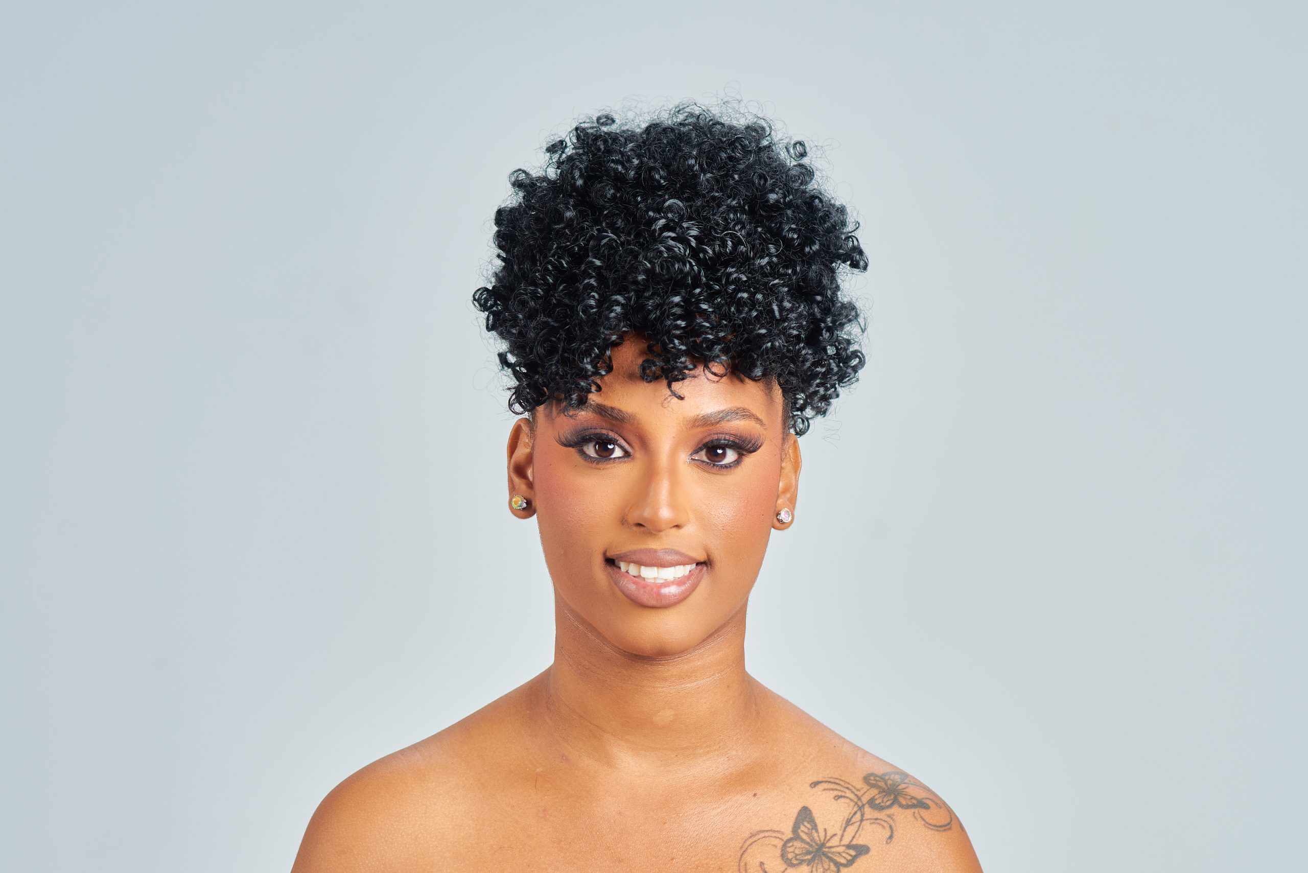 black synthetic hair topper